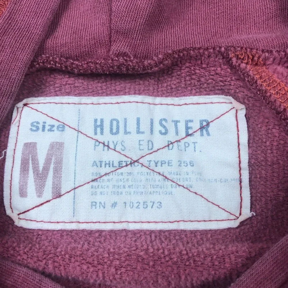 Hollister Hoodie Womens Medium Red Long Sleeve Full Zip Cotton Logo Sweatshirt - Picture 4 of 5